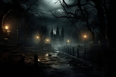 Spooky Gothic Castle In A Dark Haunted Forest