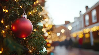 Red Christmas Ornament Hanging On A Festive Tree