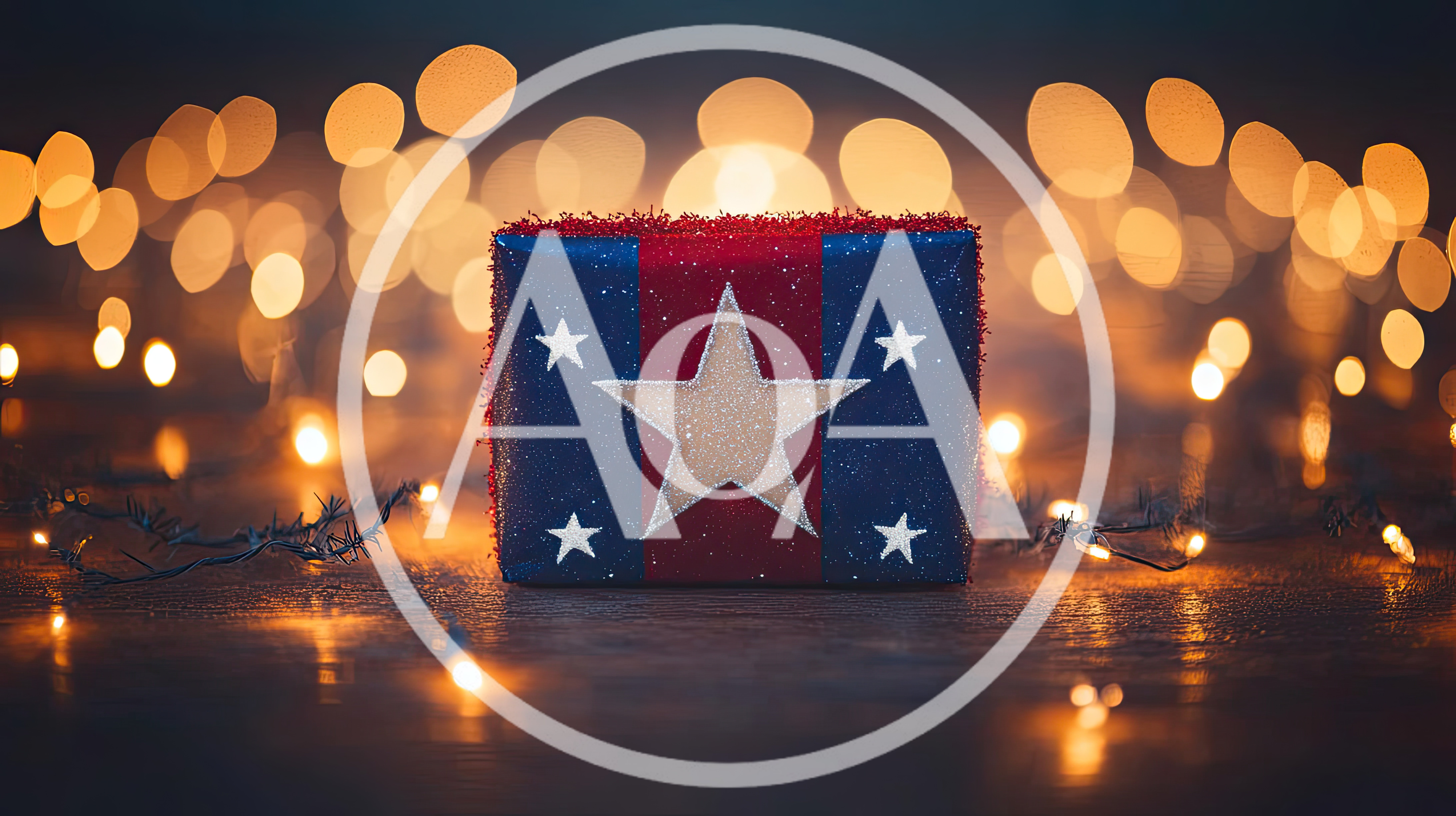 Patriotic Gift Box With Glowing Bokeh Lights