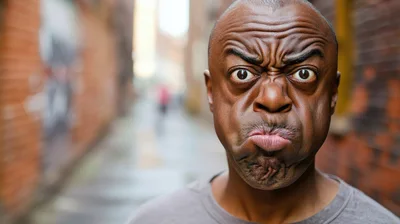 Close Up Portrait Of A Man Making A Funny Face