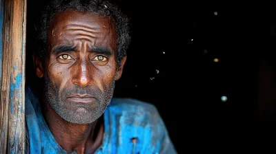 Portrait Of An Elderly Man With Intense Gaze
