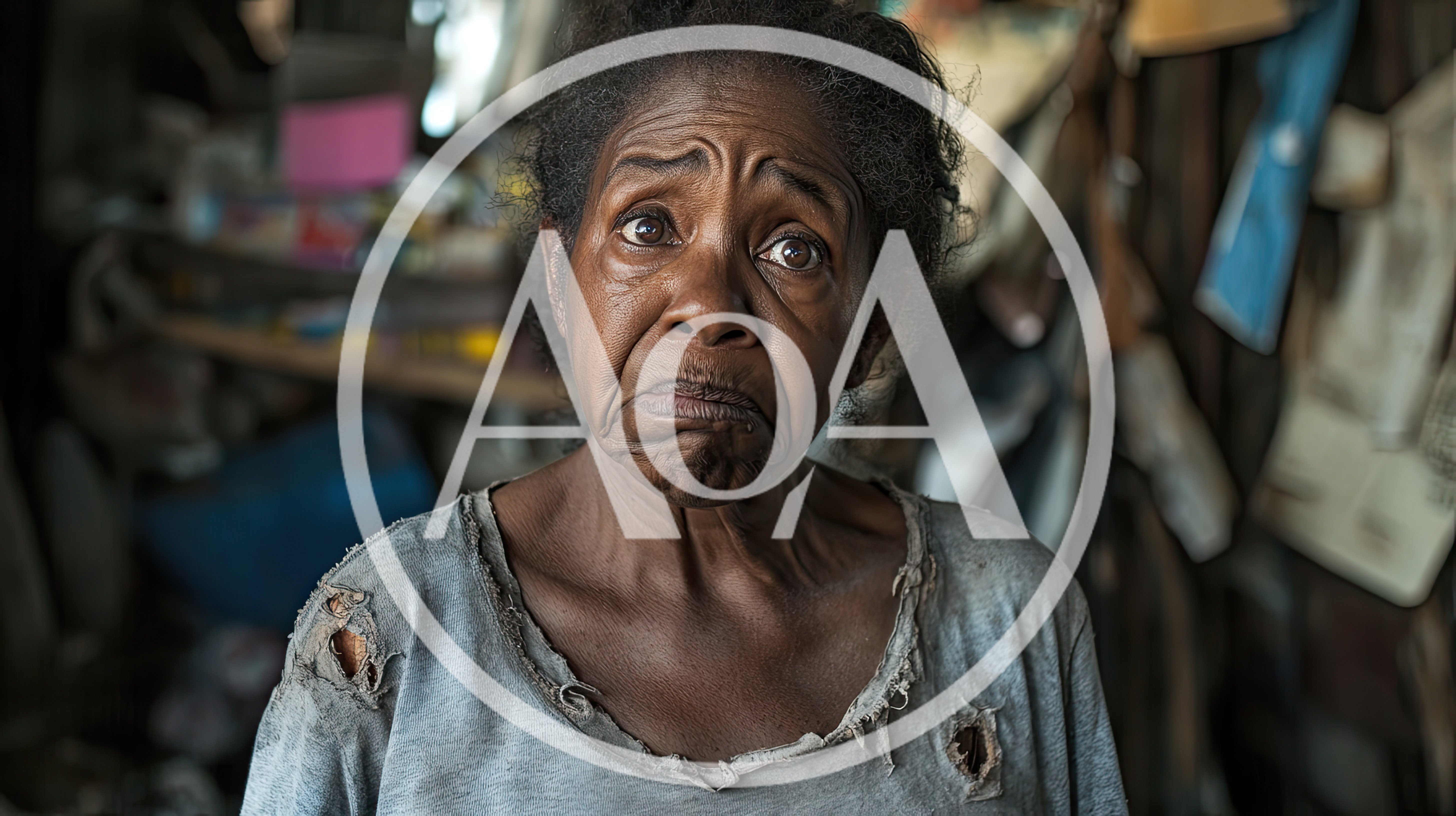 Portrait Of An Elderly Woman With A Concerned Expression