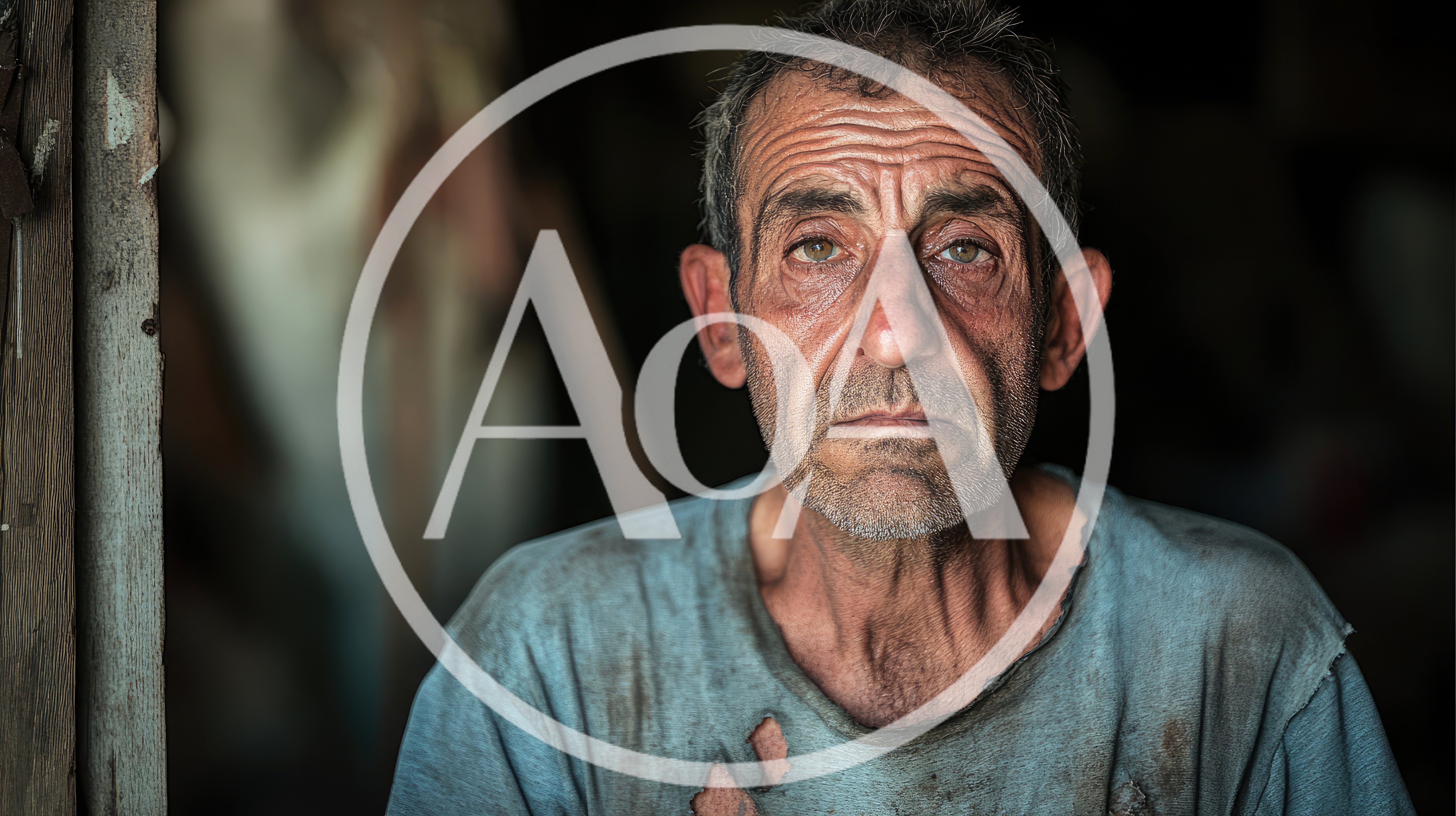 Portrait Of An Elderly Man In Poverty