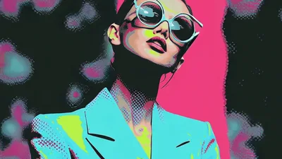 Stylish Woman Posing In Pop Art Style Animation