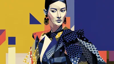 Abstract Geometric Portrait Of A Fashionable Woman