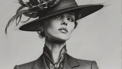 Elegant Woman In Vintage Hat Posing For Portrait