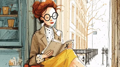 Woman Reading A Book By A Sunny Window