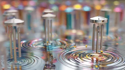 Abstract Kinetic Sculpture With Vibrating Metal Rods