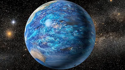 Abstract Earth Planet Rotating In Deep Space