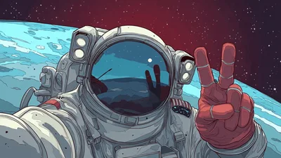 Astronaut Taking A Selfie In Outer Space