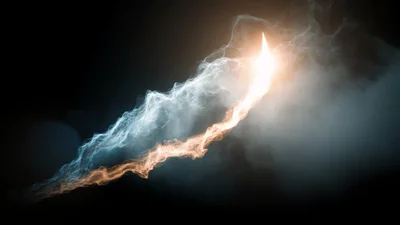 Abstract Glowing Energy Arc Moving Through Dark Space