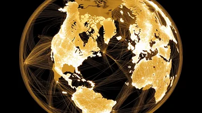 Digital Earth Globe Rotating With Global Network Connections
