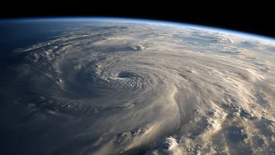 Hurricane Eye Rotating Over Earth From Space