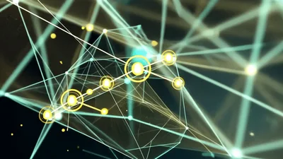 Abstract Digital Network Connection With Glowing Nodes