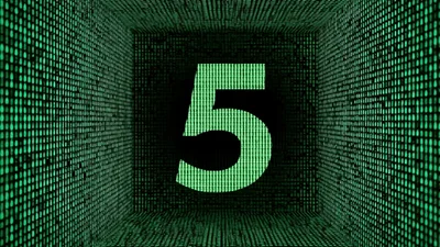 Digital Countdown Timer With Green Binary Code Tunnel