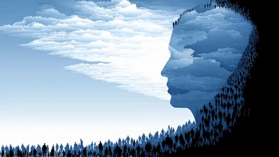 Human Profile Silhouette Formed By A Crowd Of People