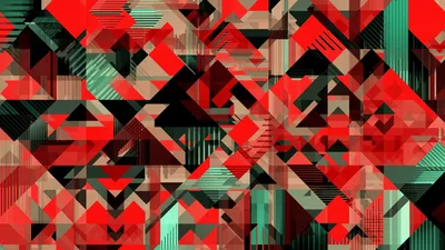 Abstract Geometric Pattern With Shifting Red And Teal Shapes