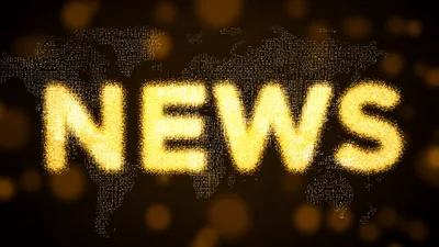 Golden News Text Animation With Digital World Map Background