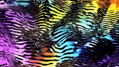 Abstract Metallic Waves With Iridescent Gradient Colors