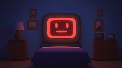 Animated Television Headboard Changing Facial Expressions In Bedroom
