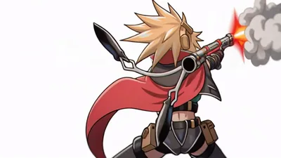 Anime Style Female Warrior Firing A Futuristic Heavy Weapon
