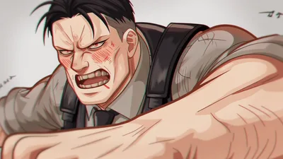 Anime Style Muscular Man Punching Towards The Camera