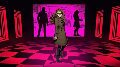 Animated Woman In Trench Coat Dancing In Stylized Room