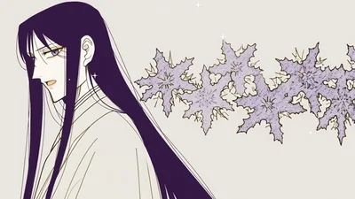 Anime Style Character Turning Head With Snowflake Background