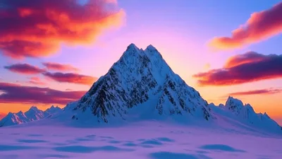 Snowy Mountain Peak During A Vibrant Sunset Timelapse