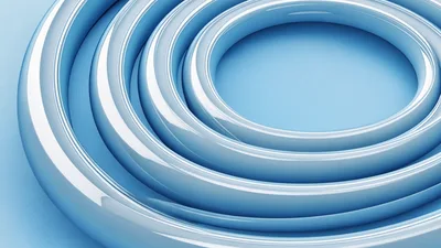 Abstract Blue Concentric Rings Rotating In Motion