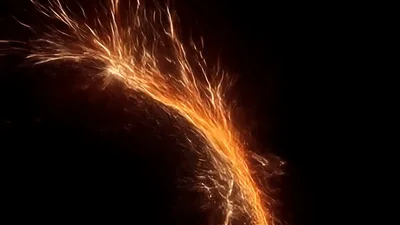 Abstract Golden Energy Filaments Expanding In Dark Space