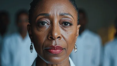 Mature Black Woman Staring Intensely Into Camera