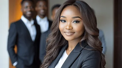 Professional African Businesswoman Smiling In Office Setting