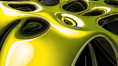 Abstract Yellow Metallic Organic Surface Morphing