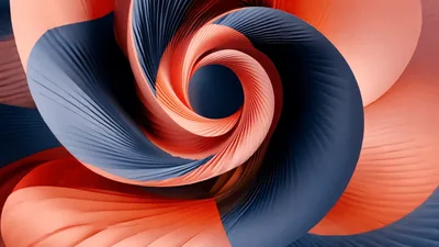 Abstract 3D Spiral Motion With Orange And Blue Ribbons