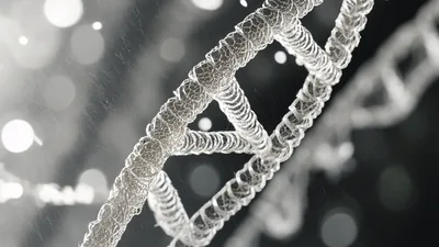 Rotating White DNA Double Helix Structure