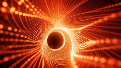 Abstract Glowing Orange Particle Tunnel Motion Background