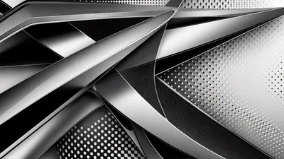Abstract Metallic Shapes Moving In Geometric Motion