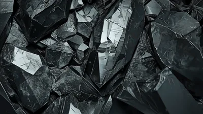 Abstract Dark Obsidian Crystal Surface Shifting And Rotating