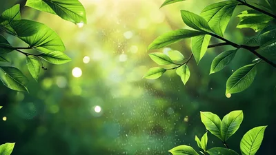 Sunlight Filtering Through Lush Green Forest Leaves