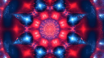 Abstract Red And Blue Particle Kaleidoscope Animation