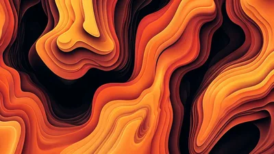 Abstract Liquid Orange And Black Flowing Motion Background