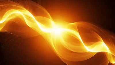 Abstract Golden Energy Waves Flowing In Dark Space
