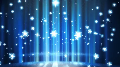 Blue Stage Background With Falling Glowing Stars