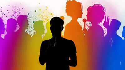 Silhouette Of A Person Speaking Into A Microphone