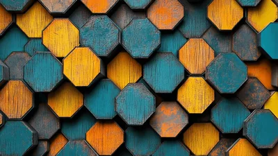 Abstract 3D Hexagonal Tiles Moving In A Rhythmic Pattern