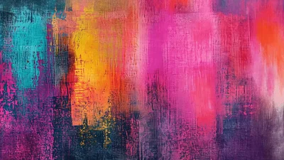 Abstract Oil Painting With Vibrant Colors Blending Together