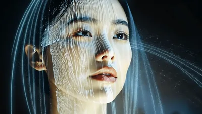 Digital Projection Mapping On Asian Woman Face