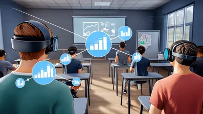 Students Using Virtual Reality Headsets In A Classroom