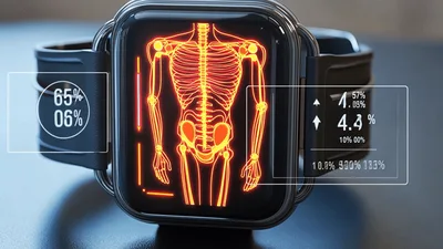 Smartwatch Displaying Human Skeletal System Health Data